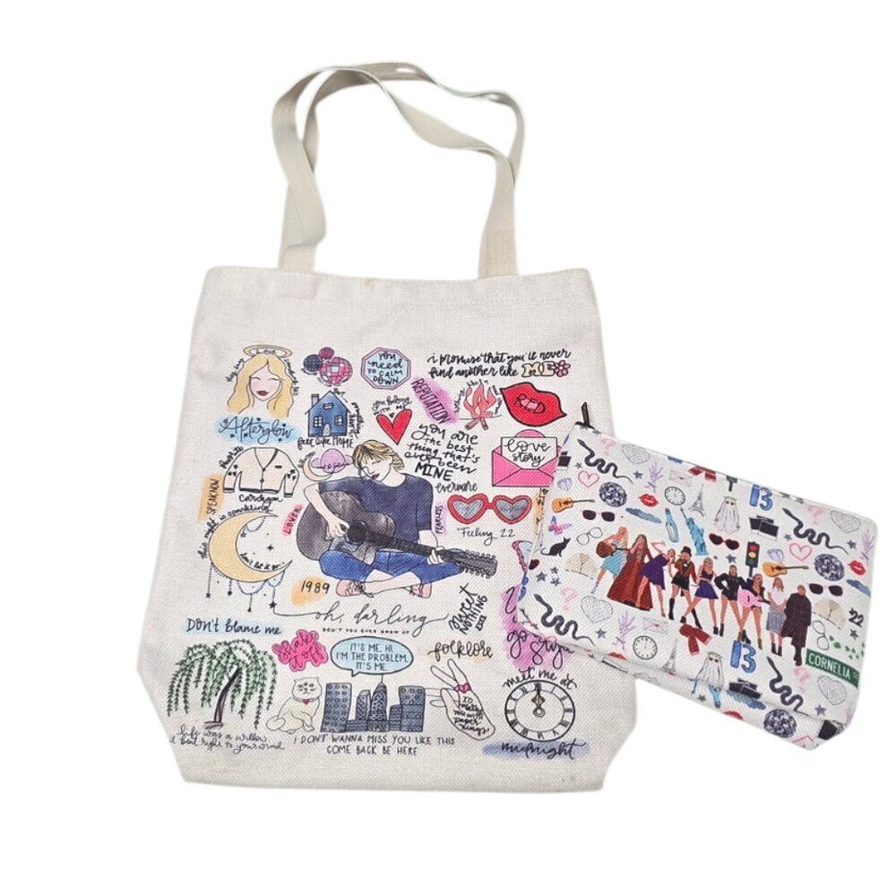 Taylor Swift Tote Bag and Cosmetic Pouch